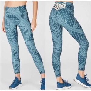 Fabletics Small Blue Nova Bandana Leggings High Waisted Boost Power 7/8 Athletic
